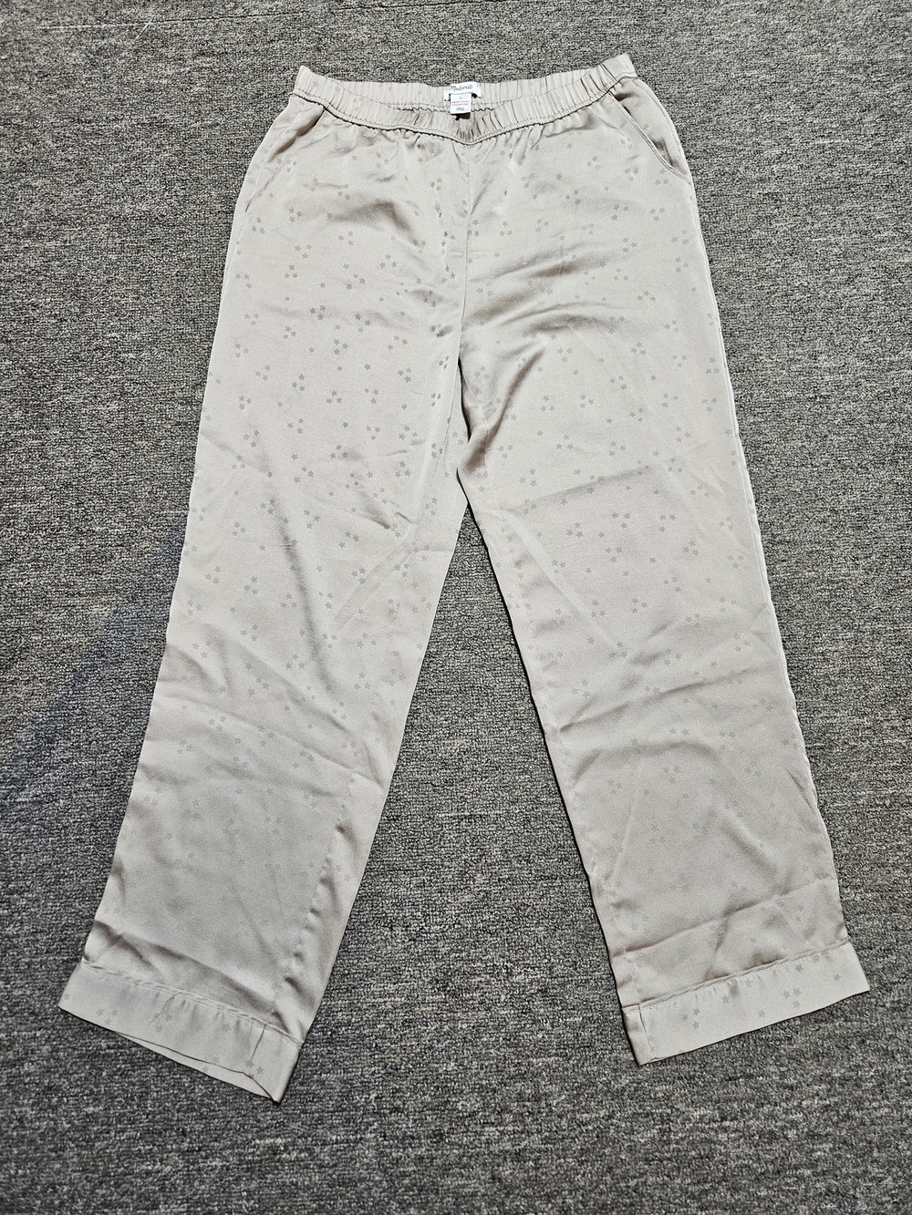 Madewell Night Stars Satin Jacquard Pajama Lounge Pants Grey Silver Large